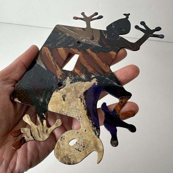 Southwestern Gecko Lizard Single Light Switch Plate Cover Metal Reversible - Picture 3 of 7